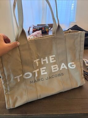Marc Jacobs Beige Canvas Tote with White Logo